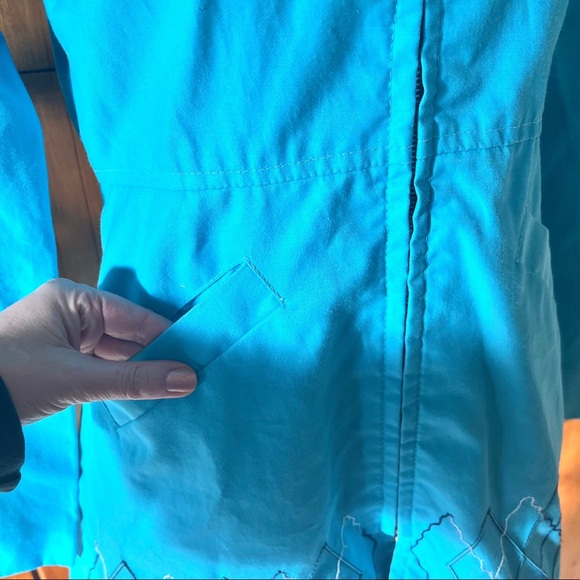 Vintage 1960's/70's Teal Blue Embroidered Jacket, Extra Small/Small - Picture 4 of 8